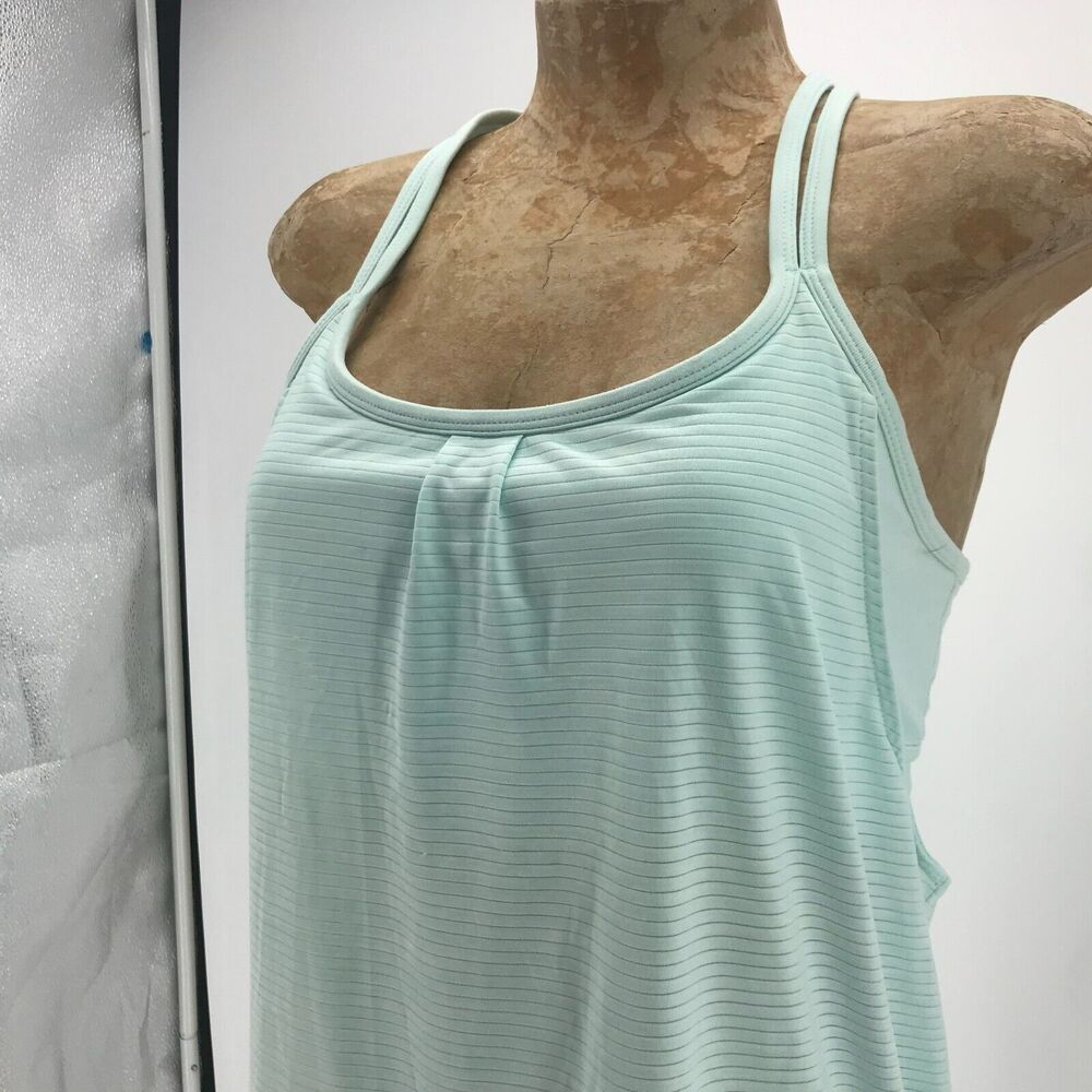Athleta Tank Womens Medium Light Blue Attached Bra Criss Cross Sleeveless - Picture 2 of 13